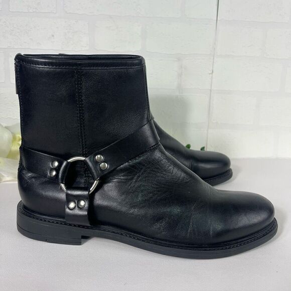 Boots Shoes - Avellini Womens Harness ankle Boots Size EU 39 US 8.5 Black Portugal Leather
